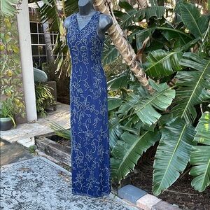 Sean collection, elegant silk beaded column dress